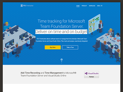 TFS Timetracker Landing Page clean design developer homepage illustration landing page microsoft server target timetracker visual studio