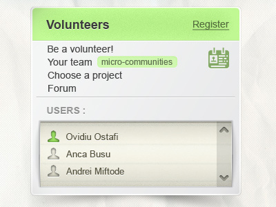 Volunteers box box lupse panel ui user web box