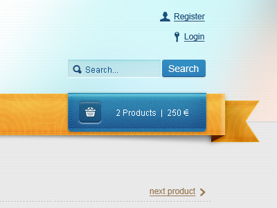 That Damn Ribbon blue cart design ecommerce product ribbon search shopping ui yelow