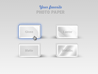Your Favorite Photo Paper design fav gloss graphic icon matte paper photo select size ui ux