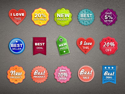 Tiny Badges & Tags badge best product design discount e commerce graphic heart lupse offer online shopping price tag retro ribbon sale small tags tiny