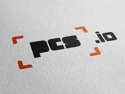Pcs App Logo app application black design letter logo minimal orange photo press screen simple