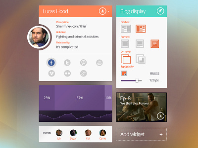 Widgets Ui Kit add blog clean create design flat interface kit metro play stats ui widget