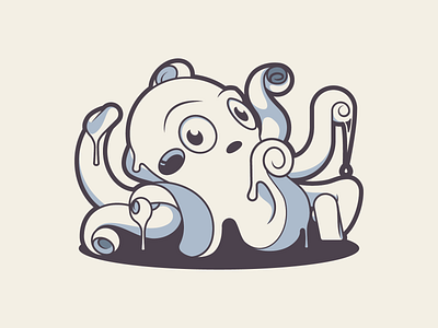 Milky Octopus 2d character character design design illustration illustrator logo mascot ocean octopus sea vector
