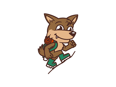 Hiking Coyote 2d animal bold branding cartoon character character design design flat flat 2d geometric fun icon icon design illustration illustrator logo mascot vector