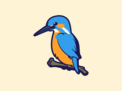 Kingfisher Bird 2d animal bird icon bird illustration bird logo bird mascot bold cartoon character character design design flat fun icon icon design illustration illustrator logo mascot vector