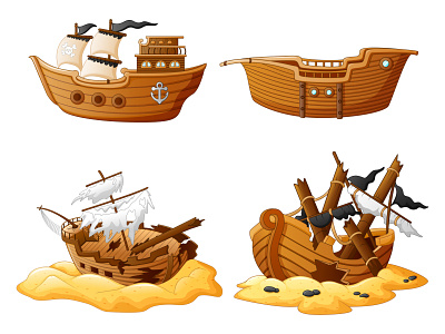 Pirate ship design graphic design icon illustration vector