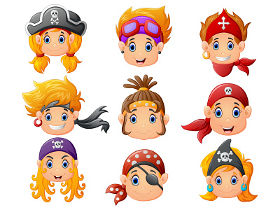 Children's pirate head design graphic design icon illustration vector