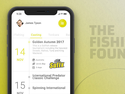 Fishing Tournaments App app google material design iphone 8 iphone x material design stats ui user interface ux