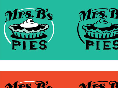 Mrs. B's Pies logo orange pie pies retro turquoise
