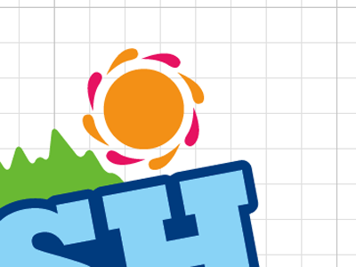 FF Logo WIP blue green hot pink logo orange summer sun trees