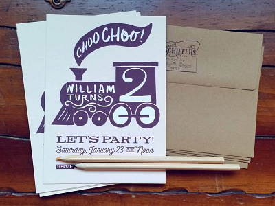 Second Birthday Invites birthday illustration invitations invites party train