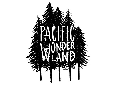 Pacific Wonderland handdrawn illustration lettering t shirt t shirt design tee trees