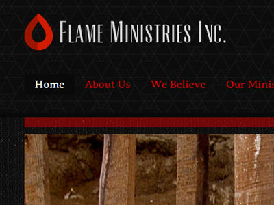 FM website & logo black flame logo ministries red website