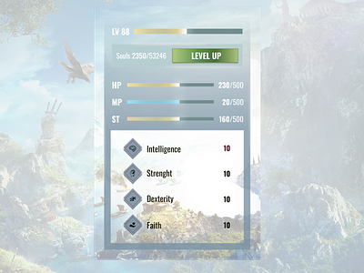 Character statistics block design | EQUIPMENT branding design ui