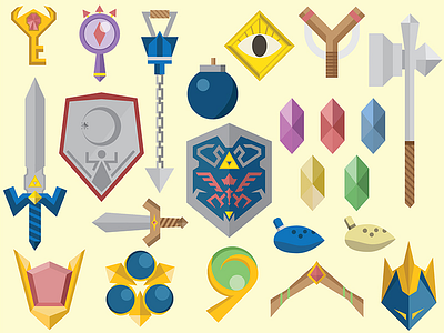 Zelda design designer graphic design hero hyrule icons illustrator items legend ocarina of time stuff zelda