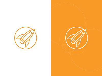 RocketArt logo art logo orange pencil rocket round