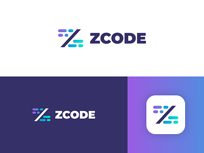 Z letter / Z + Code / Code logo blue code gradient icon letter logo navy programming z