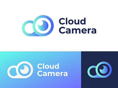 Cloud Camera Logo Concept app icon blue brand brand identity branding camera cloud creative logo gradient icon icon design idenity logo logo design logo grid monogram