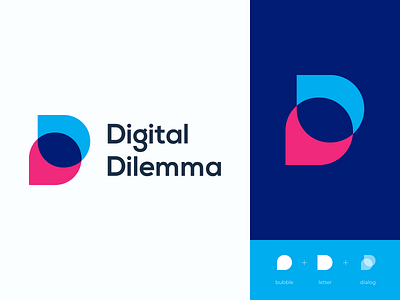 Digital Dilemma Logo Approved | DD Logo blue brand branding bubble logo clean d letter d logo dd logo design digital gradient icon letter logo logo design logotype mark monogram simple vector