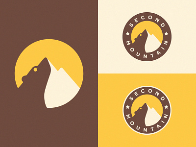 Logo for Second Mountain Final Version beadge bear design illustration logo mark mountain negative space sun symbol ui vector
