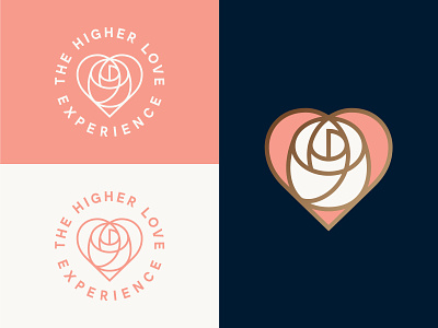 Logo for The Higher Love Experience Version 1 heart line logo mark rose symbol