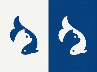 Cat & Fish cat design fish illustration logo mark negative space symbol