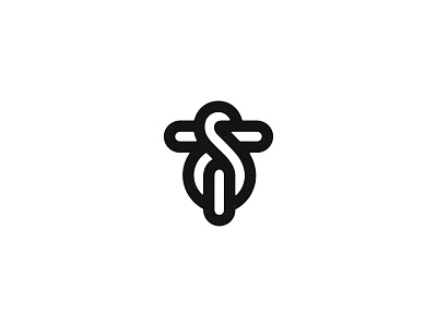 ST line logo mark monogram st symbol typograpy