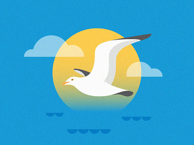 Jonathan illustration ocean seagull sky sun
