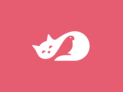 Cat & Parrot cat logo mark negative space parrot symbol