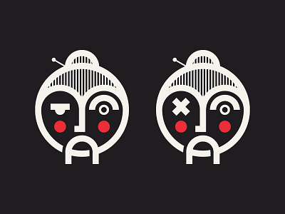 Japanese Warrior face illustration japanese line logo symbol warrior