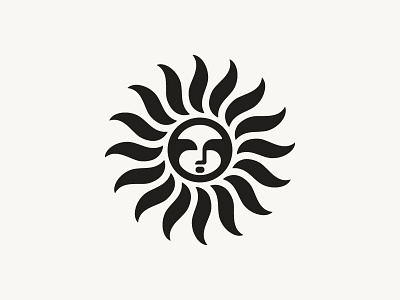 Sun face illustration logo negative space sun symbol