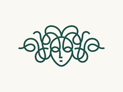 Gorgon face gorgon line logo mark medusa symbol