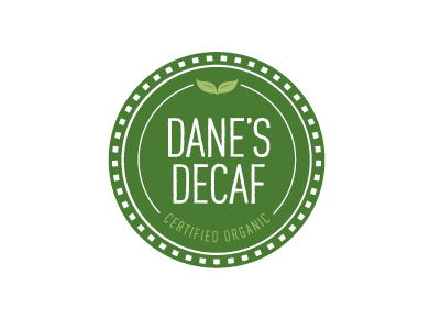 Dane's Decaf branding food label logo