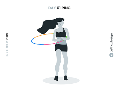 Inktober Day 01 Ring adobe aftereffects aftereffects animation blackandwhite dance design fitness girl girl illustration hoop hula hoop illustration illustrations ink inktober inktober2019 ring typography vector