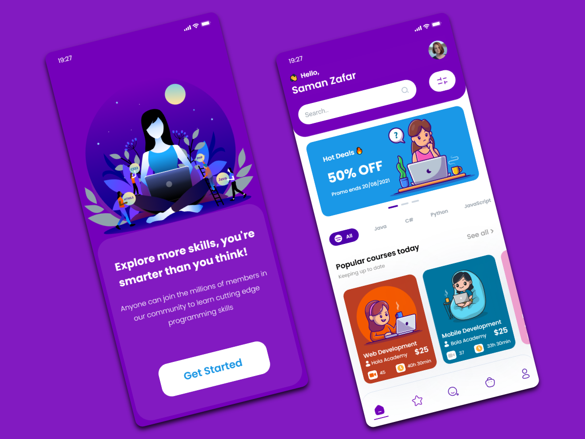 E-learning App by Saman Mutahar on Dribbble