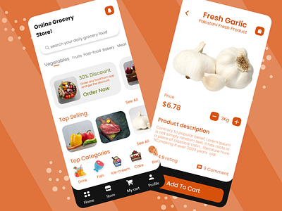 Grocery Mobile App e commerce food store fruit grocery mobile app market shop ui mobile vegetable