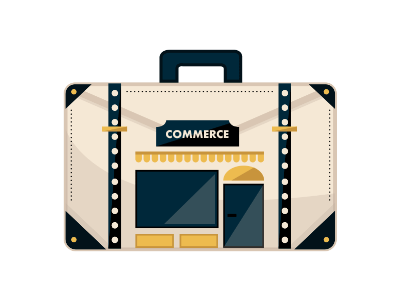 La valise du commerçant - Branding artwork blue colors commerce flat icon illustration illustrator logo picto web