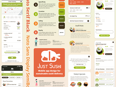 Just Sushi- Mobile app design for sustainable sushi delivery app branding case study design product design ui ux