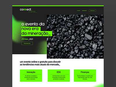 Connect.mine black congress design event graphic design green home landing mine mining modern neon page site ui ux website