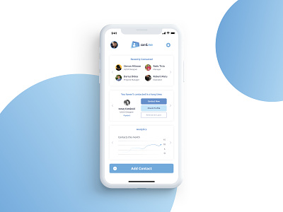 Contacts Information & Analytics - Card.Me analytics app branding clean clean ui colorful flat icon ios iphone logo minimalist modern simple simple ui ui ui design user user interface ux