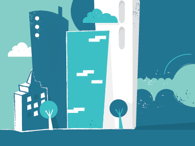Sketchy City blue city illustration