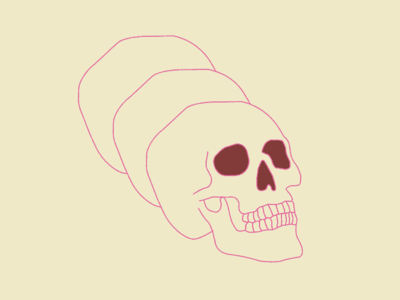 Skull Lines contour dead halloween illustration lines negative space pink simple skull space