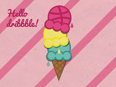Hello dribbble dribbble first shot ice cream illustration sweet vector
