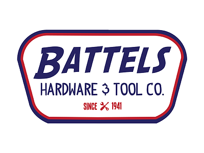 Battels Hardware Logo americana branding design flat graphic logo mid-century sign vector vintage