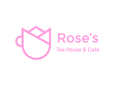Rose's Tea House Logo branding cafe identity illustrator logo pink rose vector