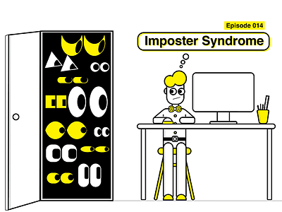 Imposter Syndrome Illustration: Creative Honey Podcast black character design graphics illustration minimalist outline yellow