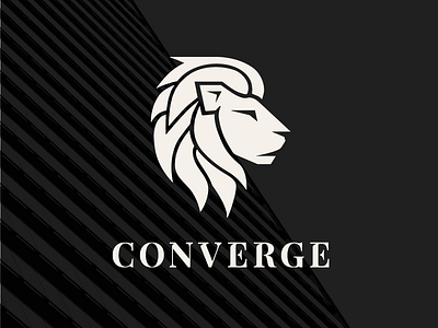 Converge abstract branding corporate design icon identity illustration lion logo mark wordmark