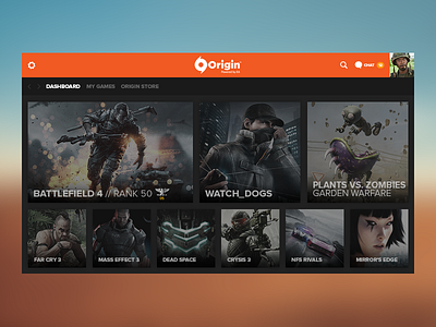 Origin Concept - Dashboard battlefield battlelog dashboard ea games graphic origin pc ratio
