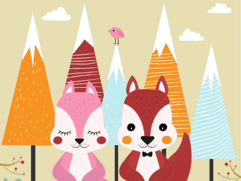 Squirrels mascot character scenario 2d flat flat design 2d scandinave squirrel illustrator illustration